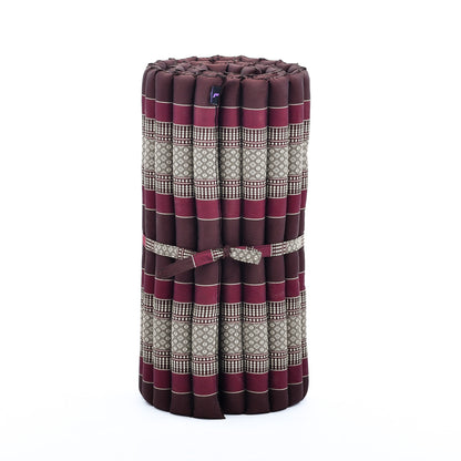 Kapok Roll-Up Mattress – Foldable Sleeping & Relax Mat with Cotton Cover for Home & Outdoor Use, Sf19 - Red, Brown, M: 190x70 cm