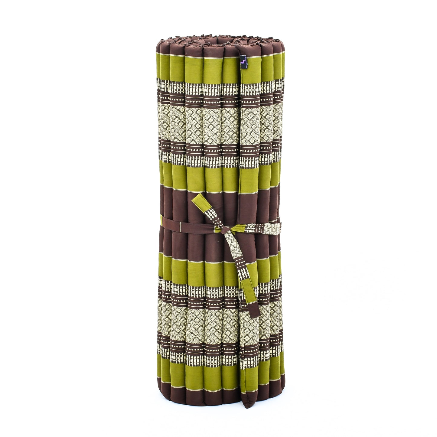 Kapok Roll-Up Mattress – Foldable Sleeping & Relax Mat with Cotton Cover for Home & Outdoor Use, Sf20 - Brown, Green, L: 190x100 cm