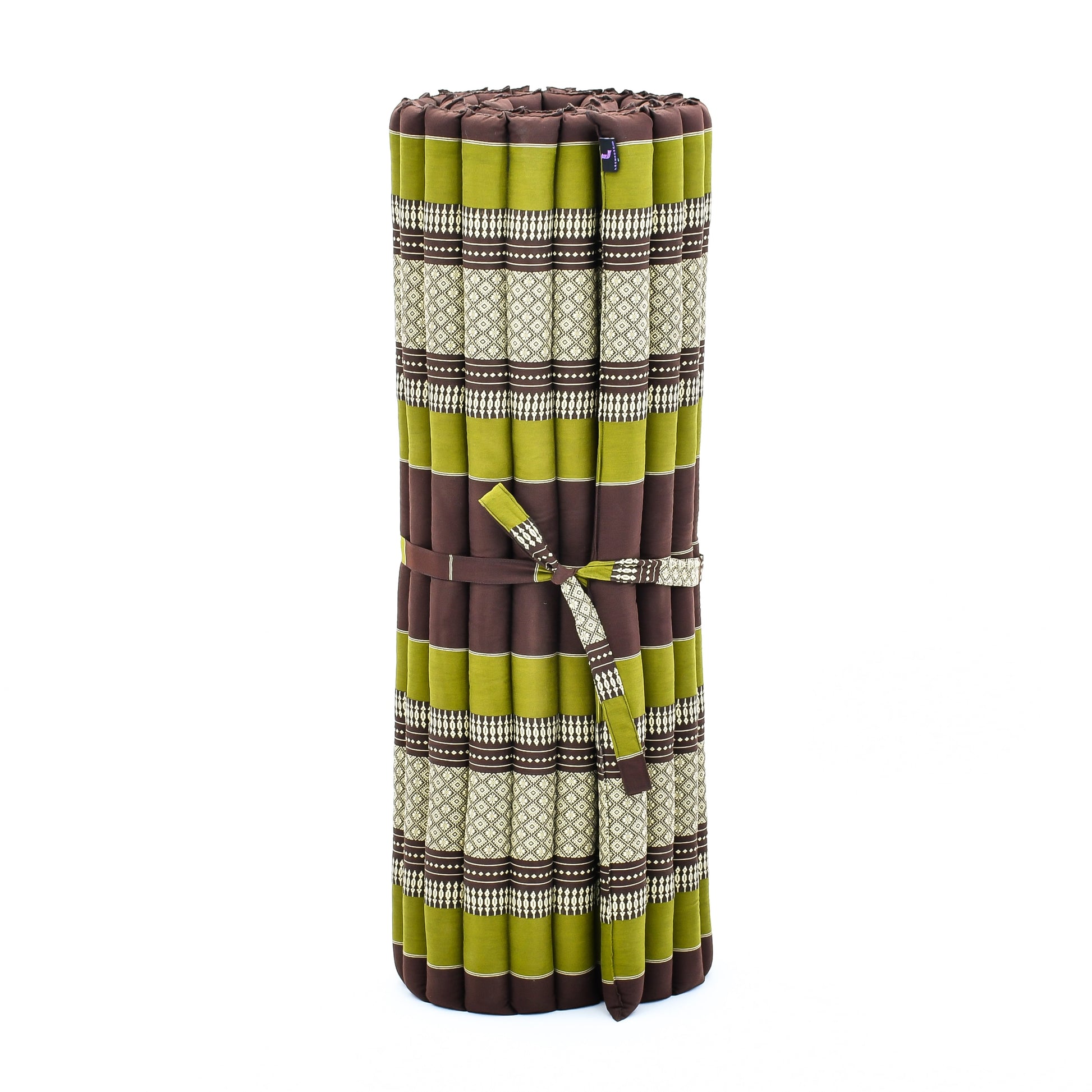 Kapok Roll-Up Mattress – Foldable Sleeping & Relax Mat with Cotton Cover for Home & Outdoor Use, Sf20 - Brown, Green, L: 190x100 cm