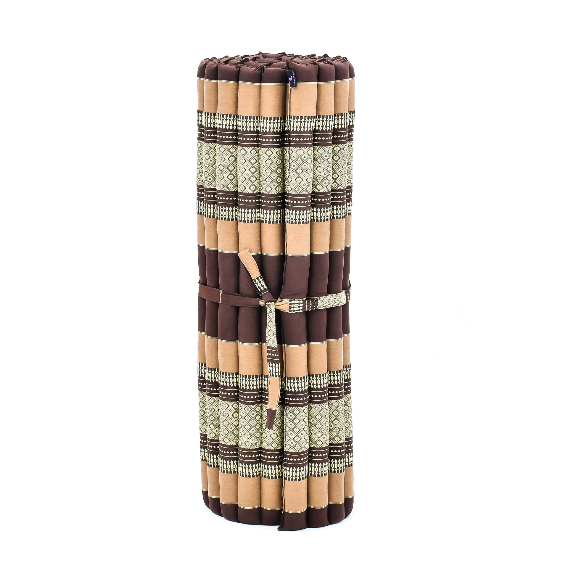 Kapok Roll-Up Mattress – Foldable Sleeping & Relax Mat with Cotton Cover for Home & Outdoor Use, Sf10 - Brown, L: 190x100 cm