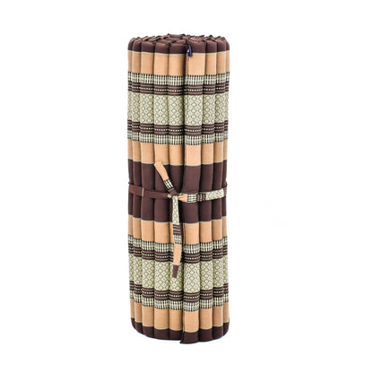 Kapok Roll-Up Mattress – Foldable Sleeping & Relax Mat with Cotton Cover for Home & Outdoor Use, Sf10 - Brown, L: 190x100 cm