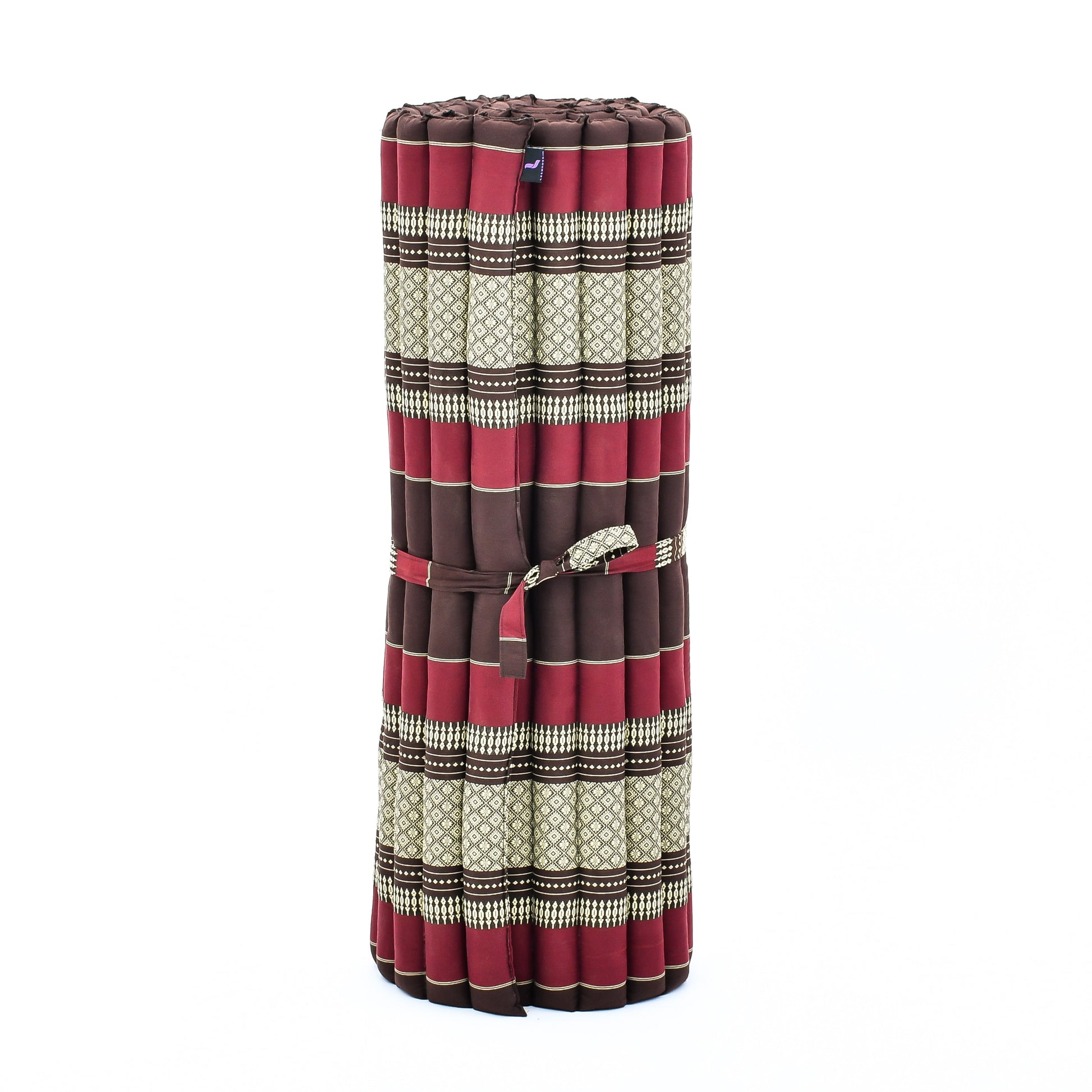 Kapok Roll-Up Mattress – Foldable Sleeping & Relax Mat with Cotton Cover for Home & Outdoor Use, Sf19 - Red, Brown, L: 190x100 cm