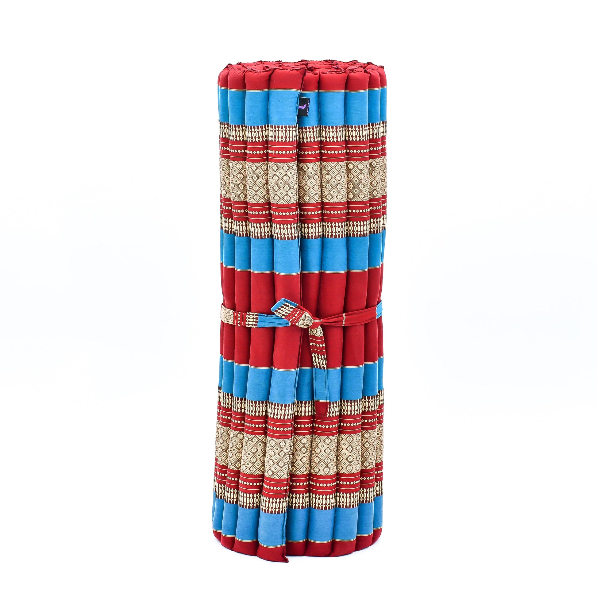 Kapok Roll-Up Mattress – Foldable Sleeping & Relax Mat with Cotton Cover for Home & Outdoor Use, Sf27 - Blue, Red, L: 190x100 cm