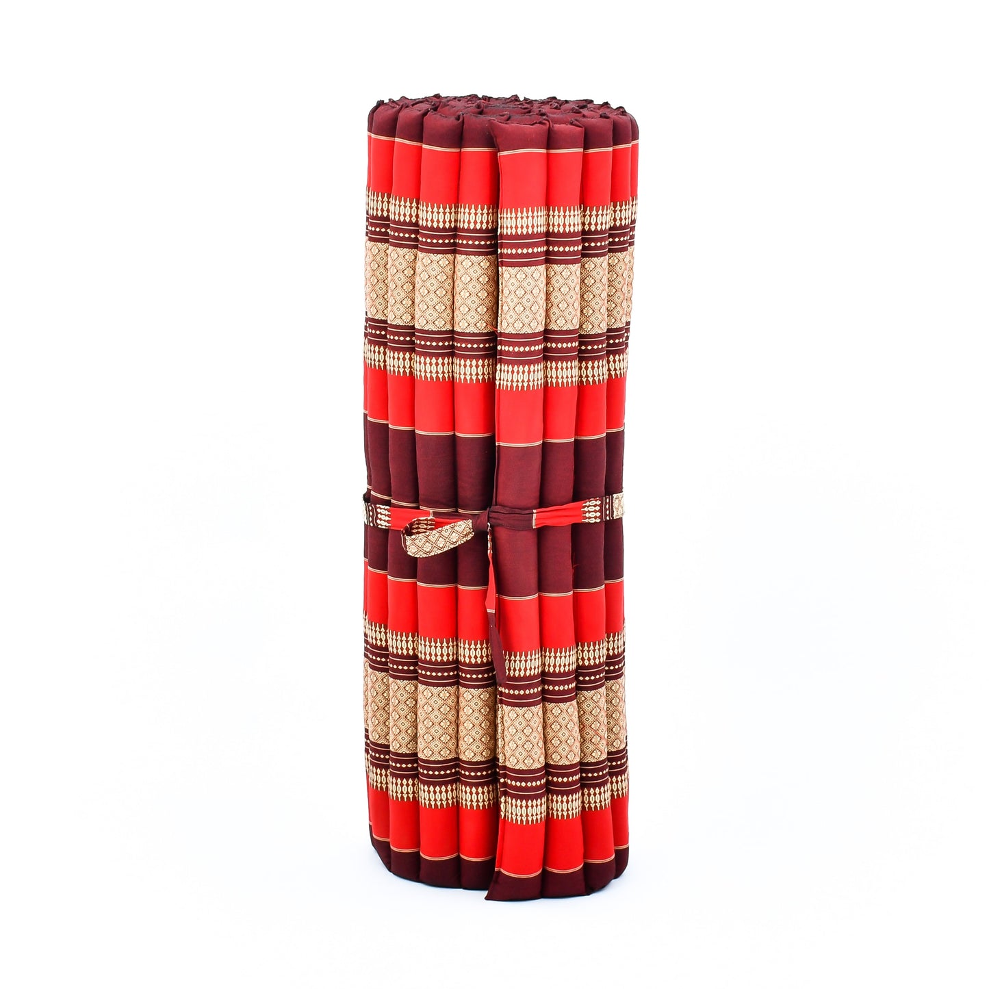 Kapok Roll-Up Mattress – Foldable Sleeping & Relax Mat with Cotton Cover for Home & Outdoor Use, Sf24 - Red, Brown, L: 190x100 cm