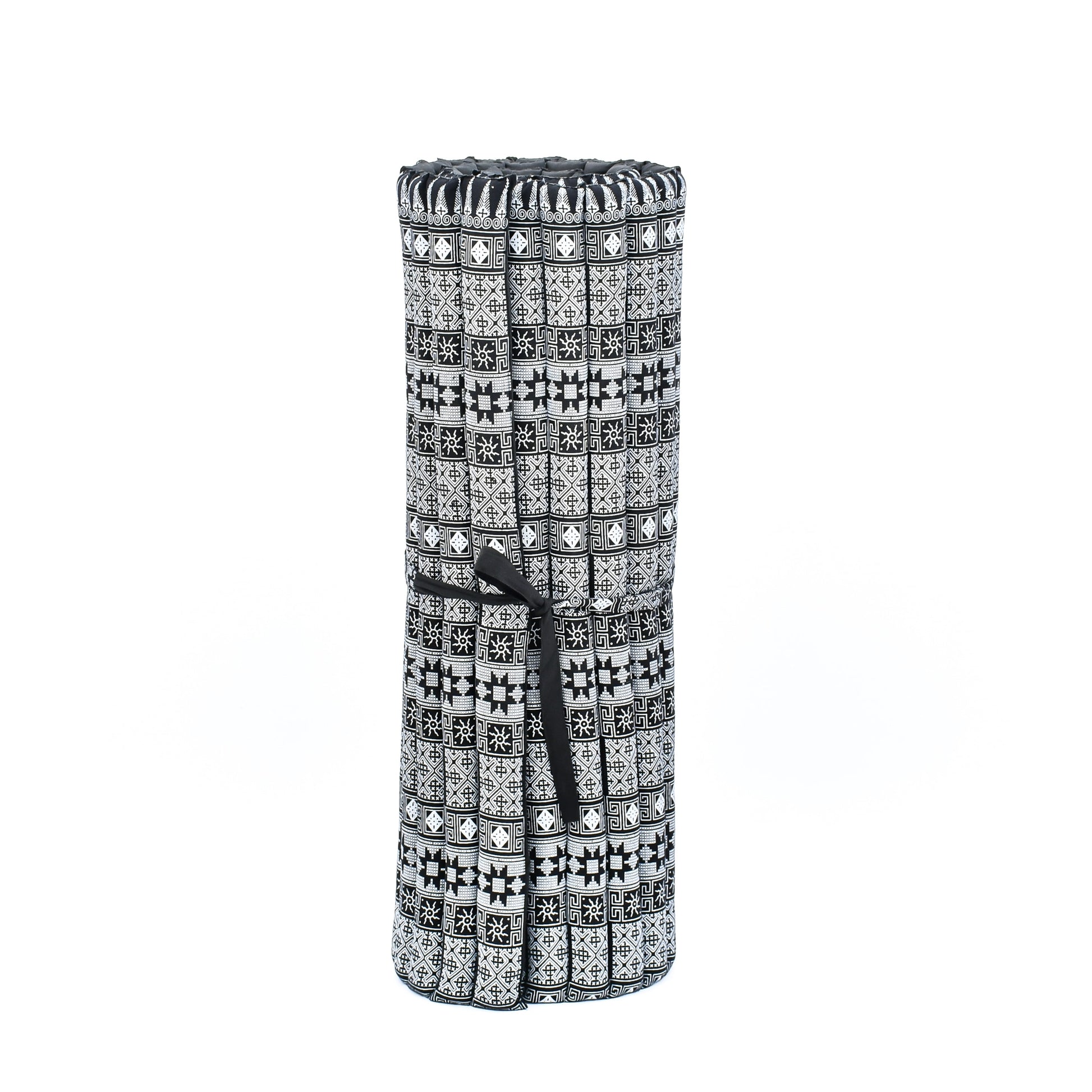 Kapok Roll-Up Mattress – Foldable Sleeping & Relax Mat with Cotton Cover for Home & Outdoor Use, Cbt4 - Black, L: 190x100 cm