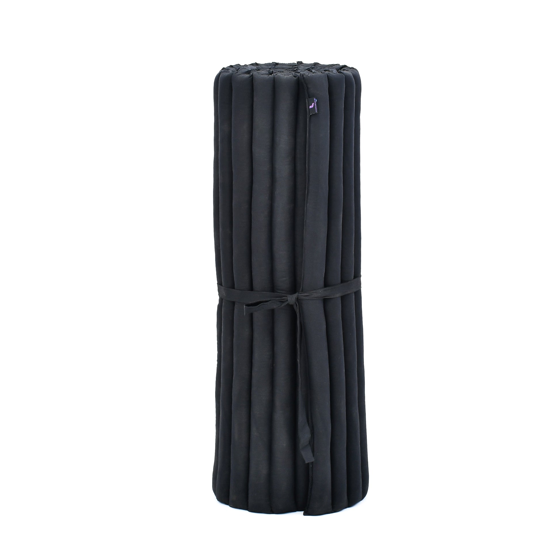 Kapok Roll-Up Mattress – Foldable Sleeping & Relax Mat with Cotton Cover for Home & Outdoor Use, Cl02 - Black, L: 190x100 cm