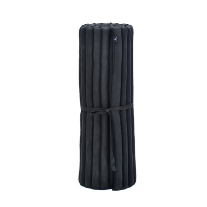 Kapok Roll-Up Mattress – Foldable Sleeping & Relax Mat with Cotton Cover for Home & Outdoor Use, Cl02 - Black, L: 190x100 cm