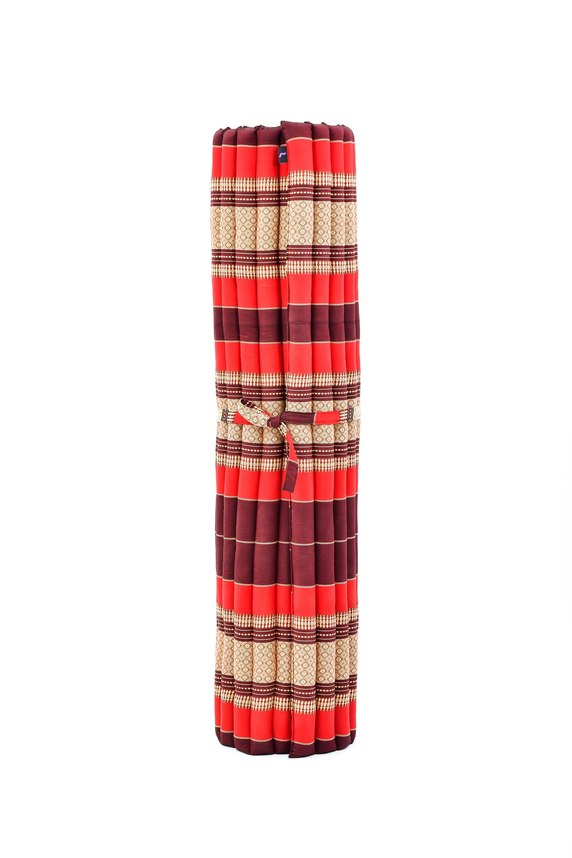Kapok Roll-Up Mattress – Foldable Sleeping & Relax Mat with Cotton Cover for Home & Outdoor Use, Sf24 - Red, Brown, XL: 190x145 cm