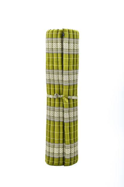 Kapok Roll-Up Mattress – Foldable Sleeping & Relax Mat with Cotton Cover for Home & Outdoor Use, Sf17 - Green, XL: 190x145 cm