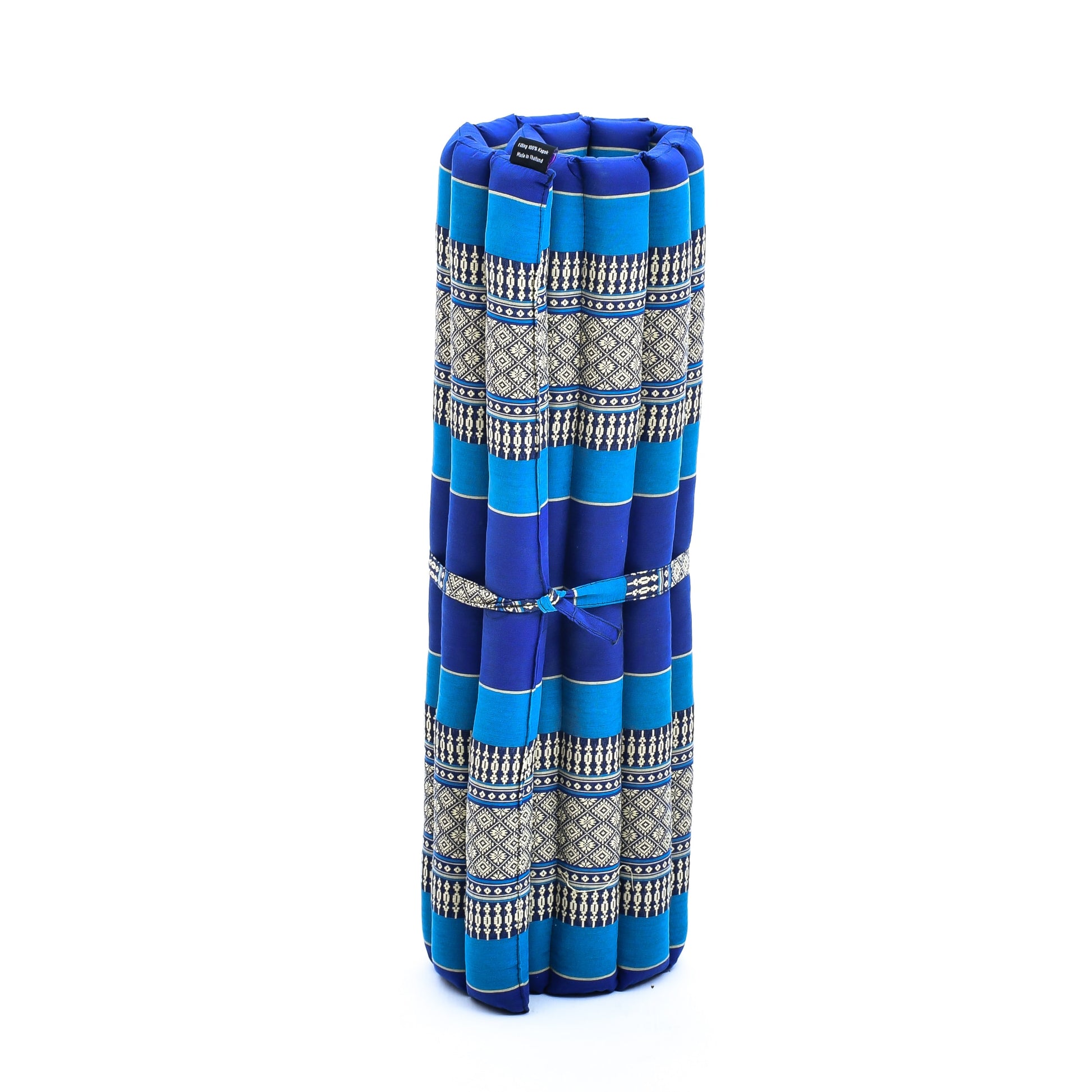 Large Kapok Zabuton Meditation Cushion – Rectangular Floor Mat with Cotton Cover, Sf28 - Blue