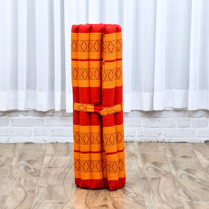 Large Kapok Zabuton Meditation Cushion – Rectangular Floor Mat with Cotton Cover, Sf02 - Orange