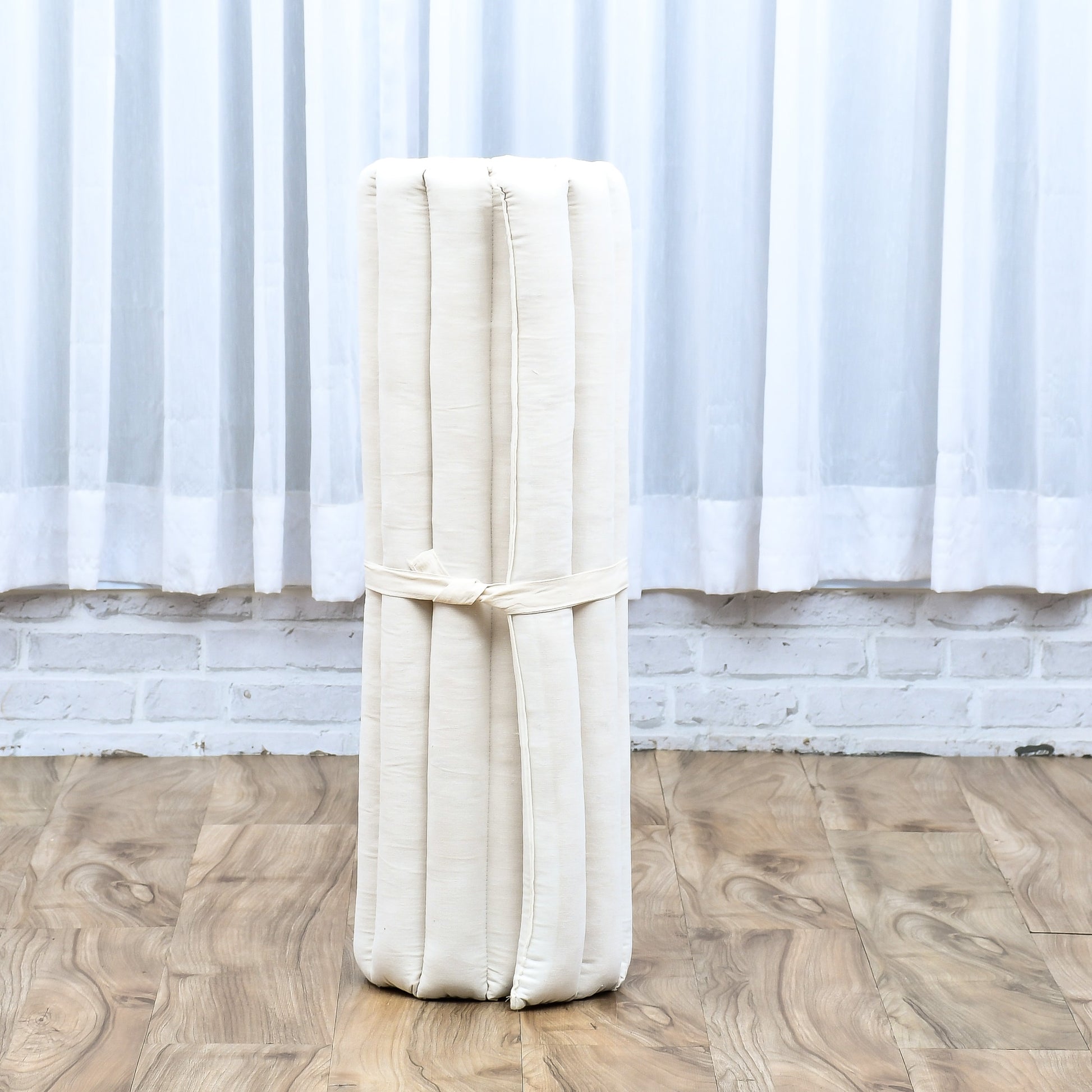 Large Kapok Zabuton Meditation Cushion – Rectangular Floor Mat with Cotton Cover, Cl01 - Ecru