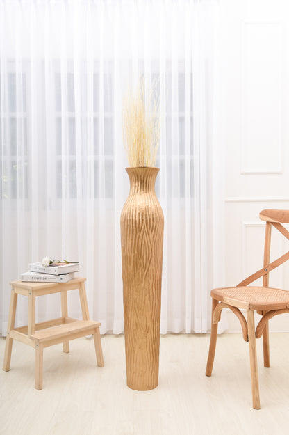 Large Mango Wood Floor Vase – Handcrafted Decorative Highlight from Thailand, 105 cm