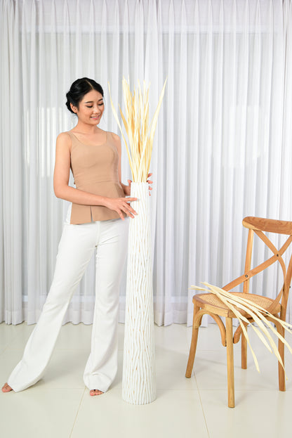 Large Mango Wood Floor Vase – Handcrafted Decorative Highlight from Thailand, 105 cm