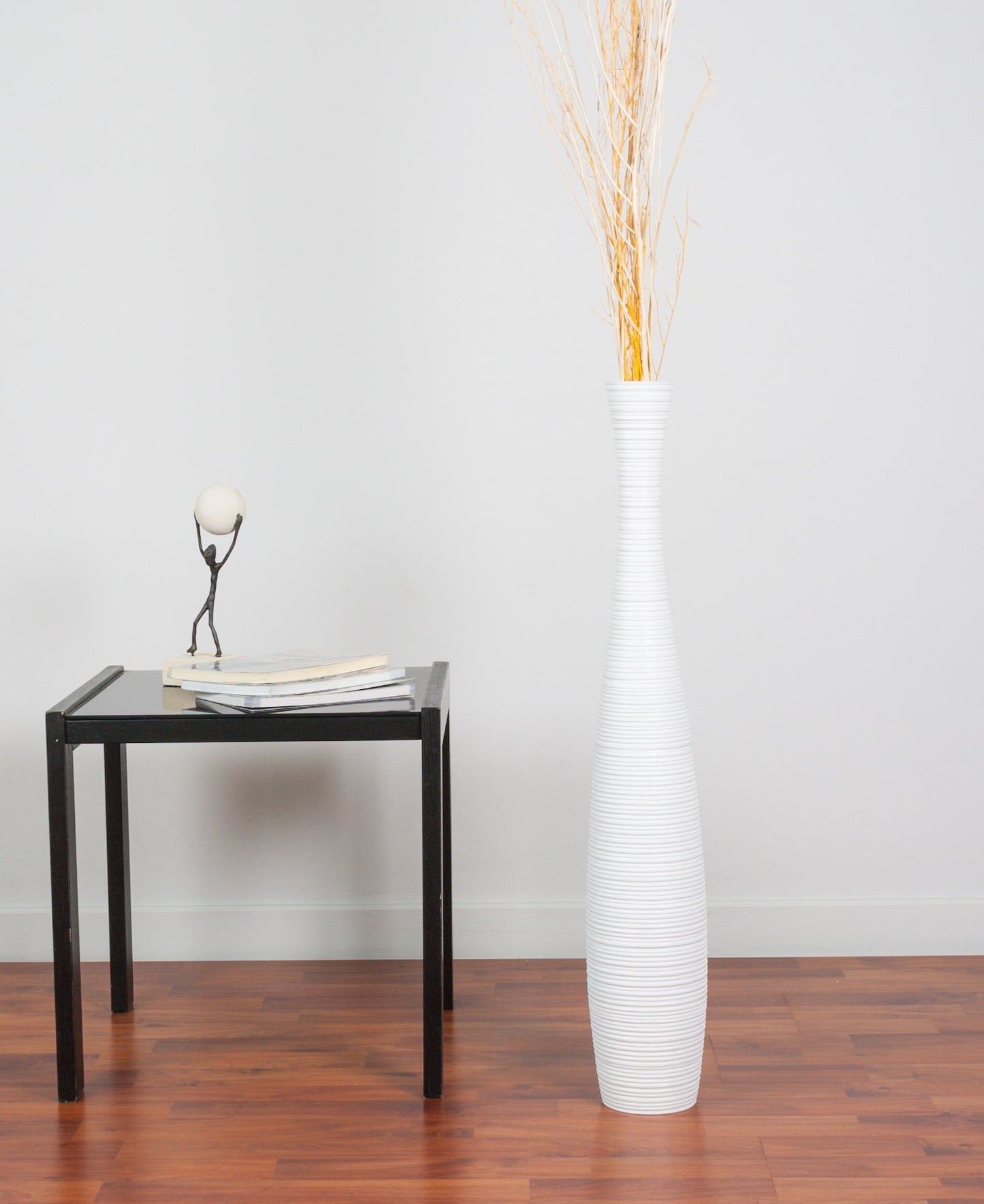 Large Mango Wood Floor Vase – Handcrafted Decorative Highlight from Thailand, 65 cm