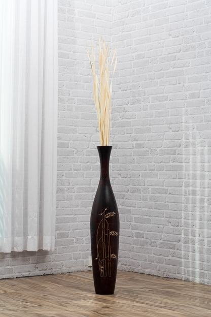 Large Mango Wood Floor Vase – Handcrafted Decorative Highlight from Thailand, 85 cm