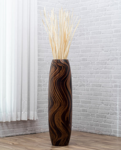 Large Mango Wood Floor Vase – Handcrafted Decorative Highlight from Thailand, 85 cm