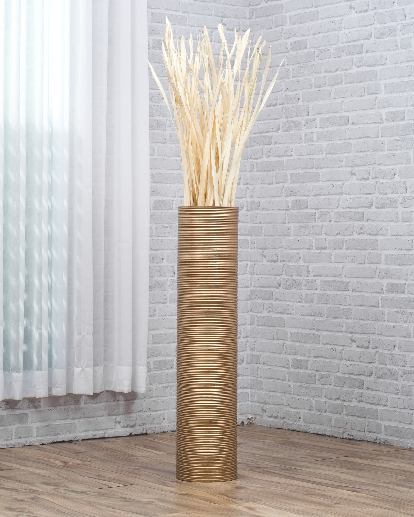 Large Mango Wood Floor Vase – Handcrafted Decorative Highlight from Thailand, 85 cm