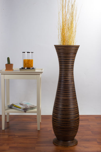 Large Mango Wood Floor Vase – Handcrafted Decorative Highlight from Thailand, 85 cm