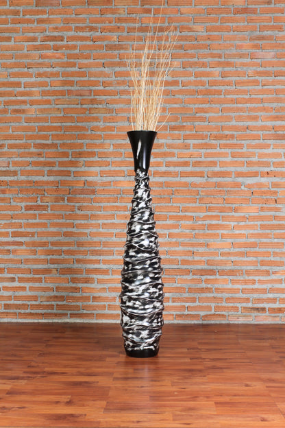 Large Mango Wood Floor Vase – Handcrafted Decorative Highlight from Thailand, 105 cm