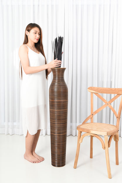 Large Mango Wood Floor Vase – Handcrafted Decorative Highlight from Thailand, 105 cm