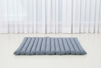 Large Kapok Zabuton Meditation Cushion – Rectangular Floor Mat with Cotton Cover, Cl13 - Grey