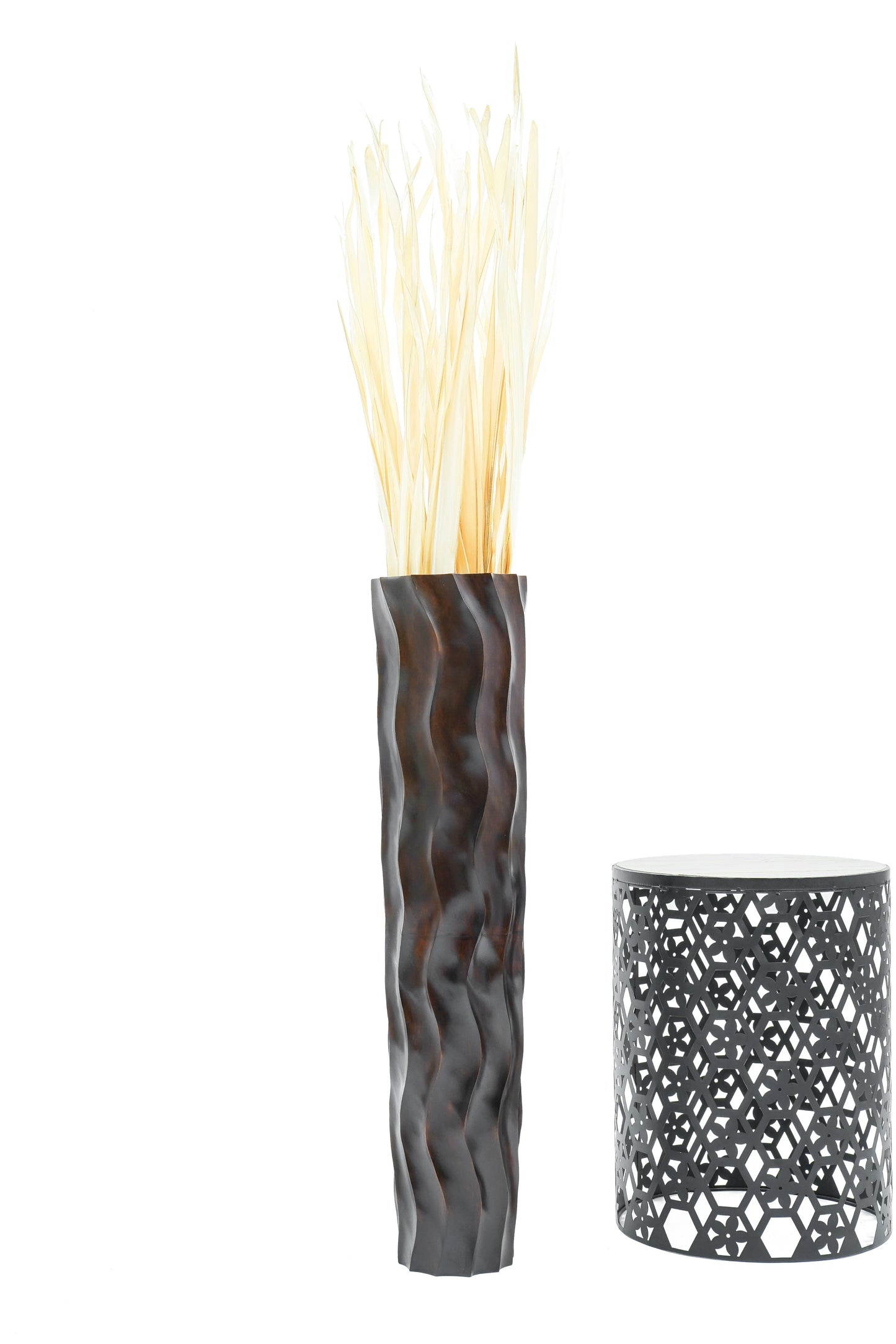 Large Mango Wood Floor Vase – Handcrafted Decorative Highlight from Thailand, 85 cm