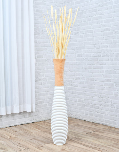 Large Mango Wood Floor Vase – Handcrafted Decorative Highlight from Thailand, 85 cm