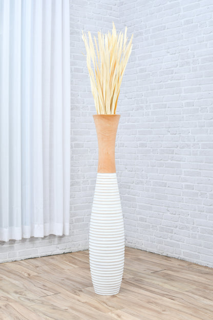 Large Mango Wood Floor Vase – Handcrafted Decorative Highlight from Thailand, 105 cm
