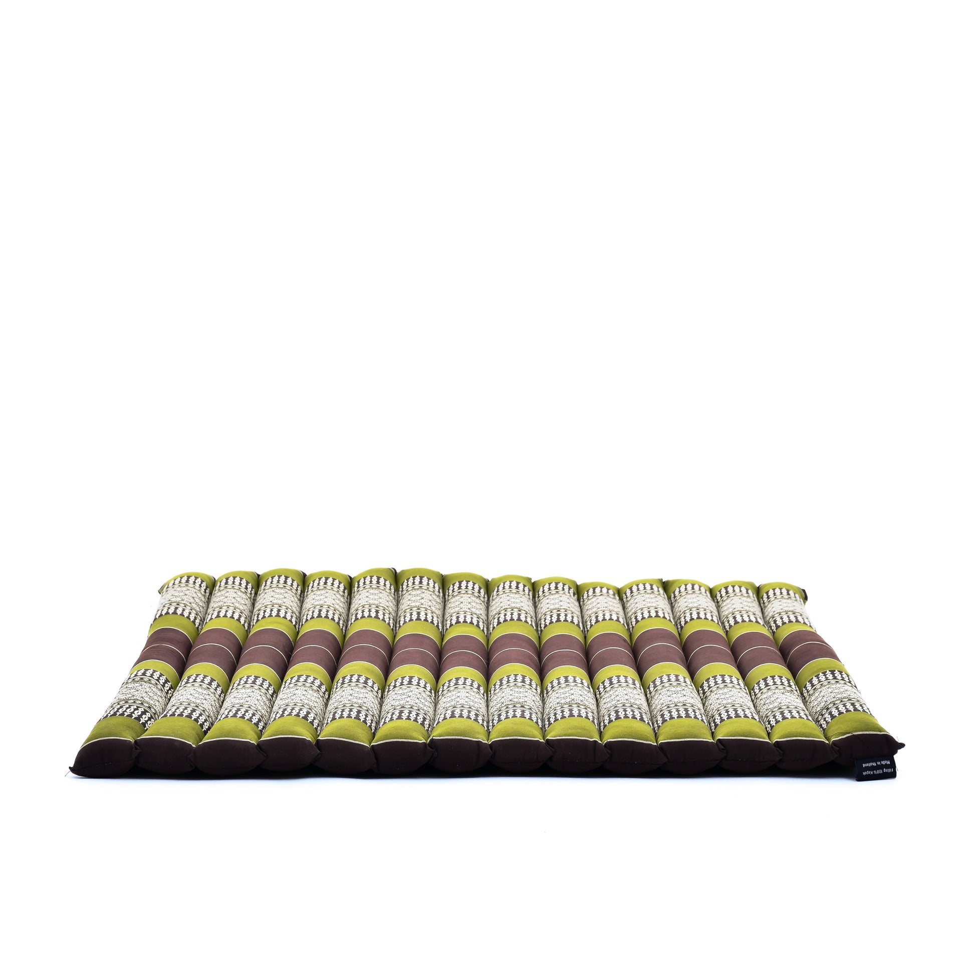 Large Kapok Zabuton Meditation Cushion – Rectangular Floor Mat with Cotton Cover, Sf20 - Brown, Green