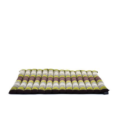 Large Kapok Zabuton Meditation Cushion – Rectangular Floor Mat with Cotton Cover, Sf20 - Brown, Green