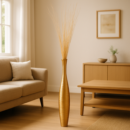 Large Mango Wood Floor Vase – Handcrafted Decorative Highlight from Thailand, 85 cm