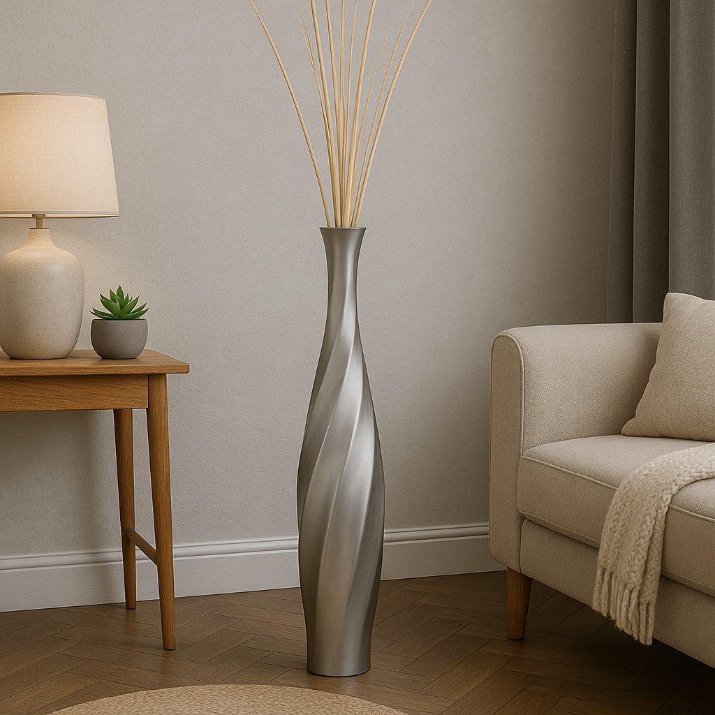 Large Mango Wood Floor Vase – Handcrafted Decorative Highlight from Thailand, 105 cm