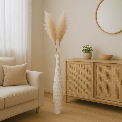 Large Mango Wood Floor Vase – Handcrafted Decorative Highlight from Thailand, 85 cm