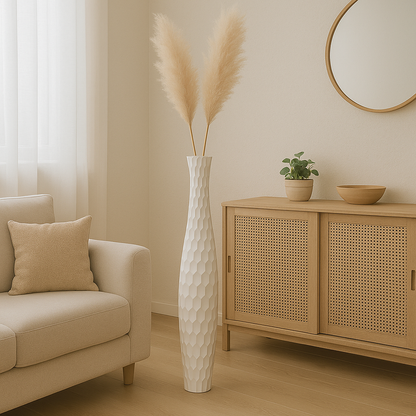 Large Mango Wood Floor Vase – Handcrafted Decorative Highlight from Thailand, 105 cm