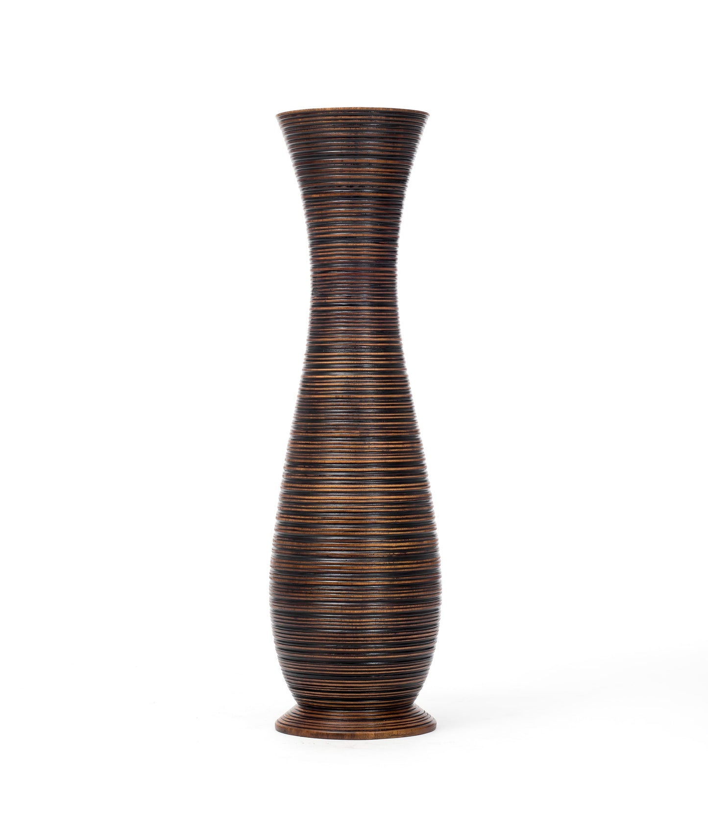 Grande vase de sol en bois de manguier – Pièce décorative artisanale de Thaïlande