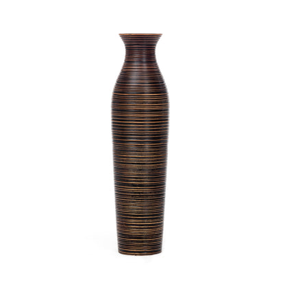 Grande vase de sol en bois de manguier – Pièce décorative artisanale de Thaïlande