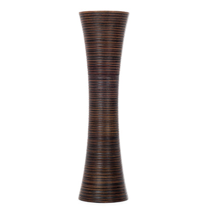 Grande vase de sol en bois de manguier – Pièce décorative artisanale de Thaïlande