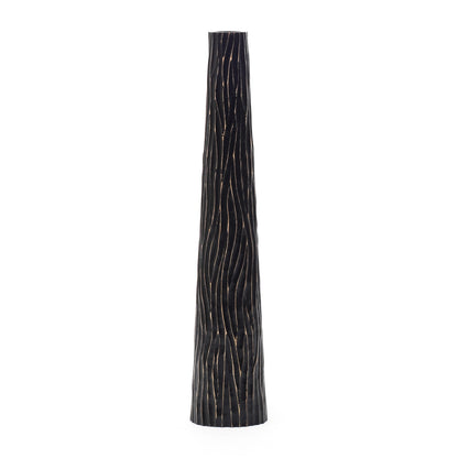 Grande vase de sol en bois de manguier – Pièce décorative artisanale de Thaïlande