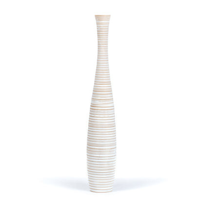 Grande vase de sol en bois de manguier – Pièce décorative artisanale de Thaïlande