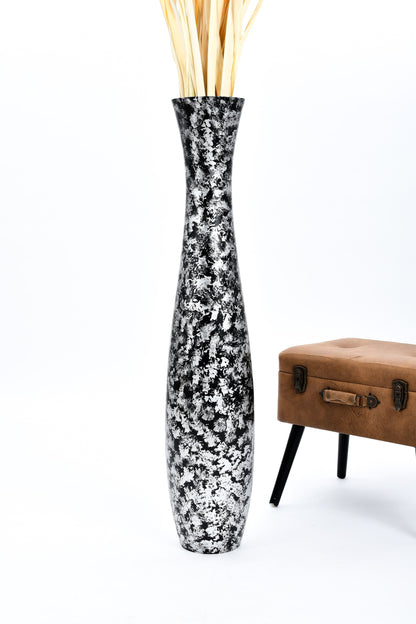 Large Mango Wood Floor Vase – Handcrafted Decorative Highlight from Thailand, 105 cm