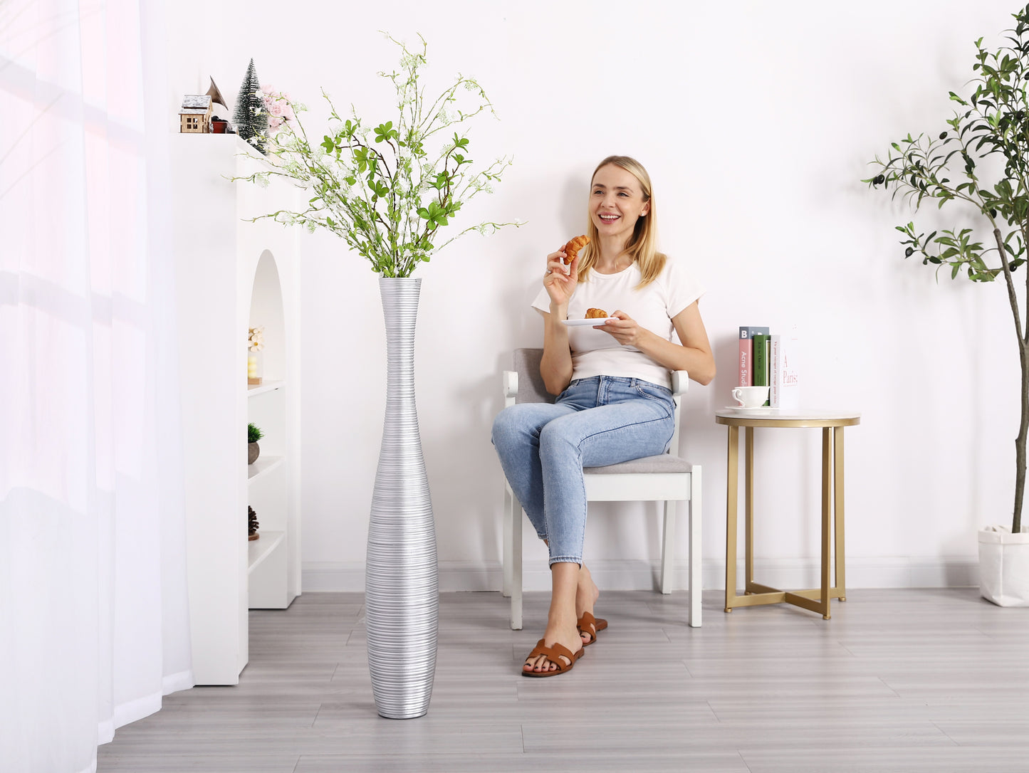 Large Resin Floor Vase – Stylish Waterproof Vase for Fresh & Dried Flowers, 85 cm