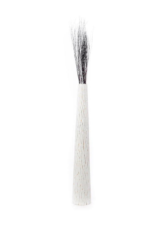 Large Mango Wood Floor Vase – Handcrafted Decorative Highlight from Thailand, white, 105 cm