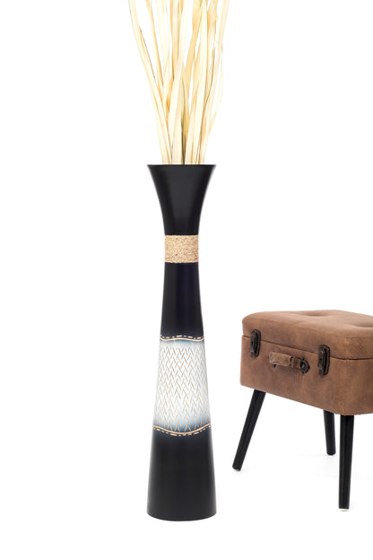 Large Mango Wood Floor Vase – Handcrafted Decorative Highlight from Thailand, 85 cm