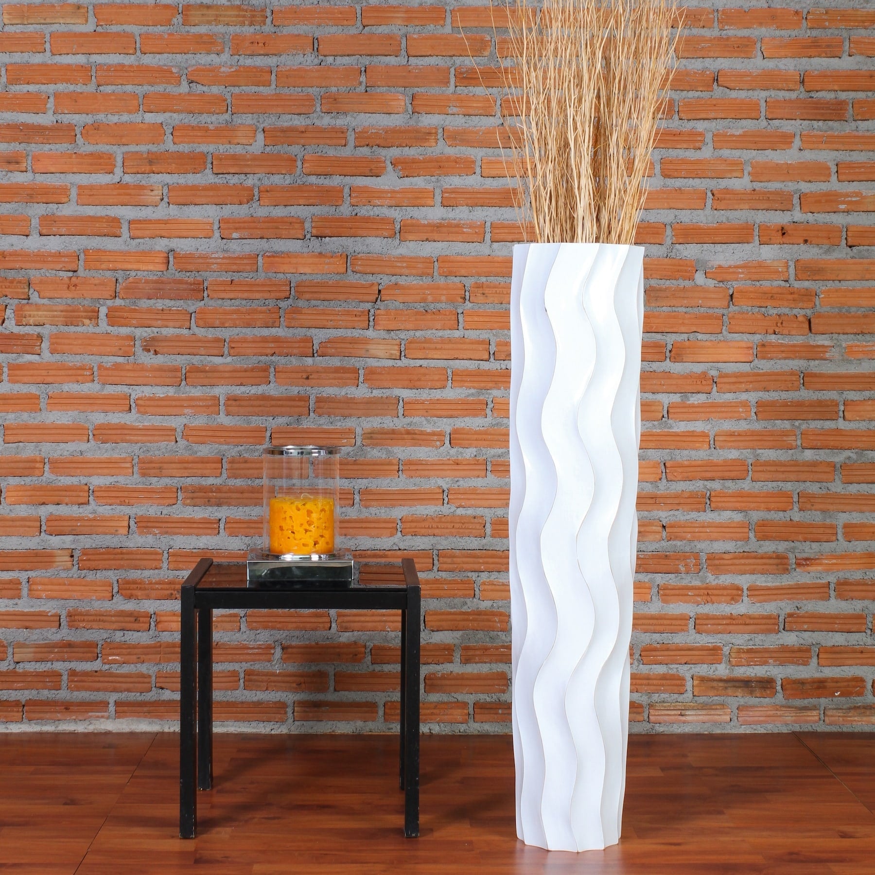 Large Mango Wood Floor Vase – Handcrafted Decorative Highlight from Thailand, 85 cm