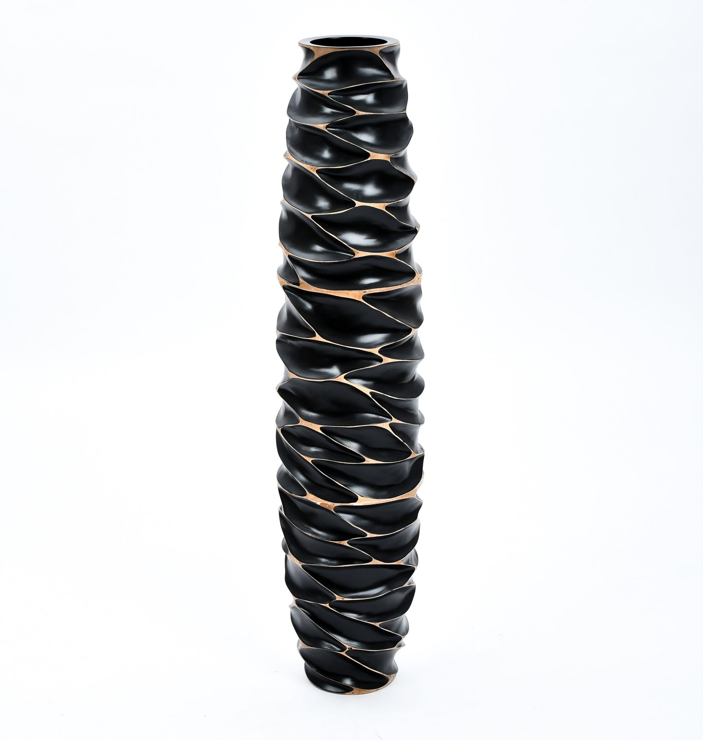Grande vase de sol en bois de manguier – Pièce décorative artisanale de Thaïlande