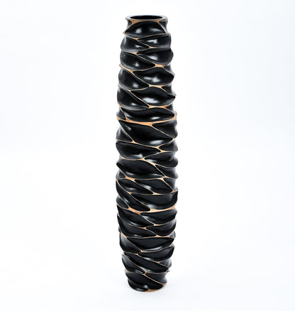Grande vase de sol en bois de manguier – Pièce décorative artisanale de Thaïlande