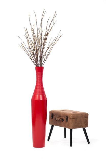 Large Mango Wood Floor Vase – Handcrafted Decorative Highlight from Thailand, 105 cm