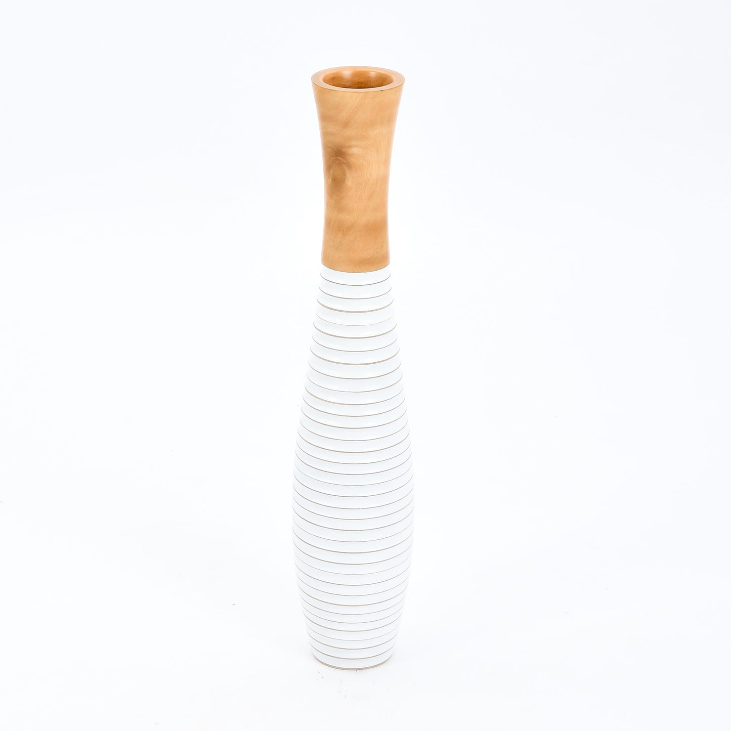 Grande vase de sol en bois de manguier – Pièce décorative artisanale de Thaïlande