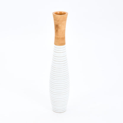 Grande vase de sol en bois de manguier – Pièce décorative artisanale de Thaïlande